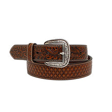 Load image into Gallery viewer, ARIAT Men&#39;s Tan Basketweave &amp; Floral Western Belt
