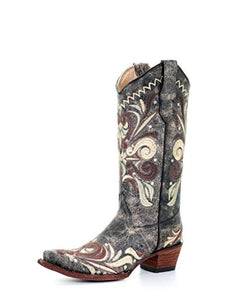 Corral Boots L5438 Distressed Black/Sand Embroidery Boot