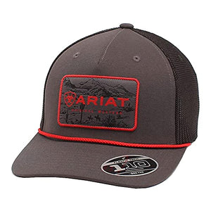 ARIAT Mens Flexfit 110 Adjustable Snapback Rectangle Patch Mesh Back Dark Grey Hat