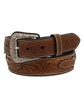 Load image into Gallery viewer, Ariat Men&#39;s Brown Tooled Cross Belt
