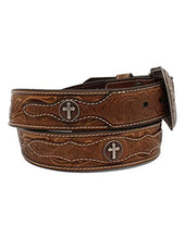 Load image into Gallery viewer, Ariat Men&#39;s Brown Tooled Cross Belt
