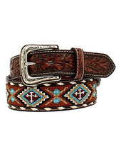 Load image into Gallery viewer, Nocona Men&#39;s Floral Tooled Buck Lacing Belt
