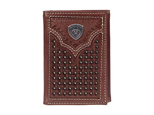 Ariat Men's Leather Trifold Western Wallet Brown One Size