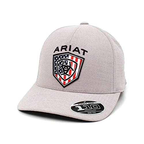 ARIAT Men's Grey Snapback Flexfit USA Flag Patch Cap