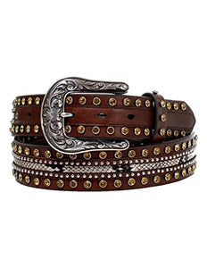 ARIAT Western Belt Womens Snake Skin Print Studs Brown A1590002