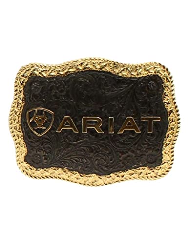 Ariat Rectangle Rope Edge Buckle Black and Gold