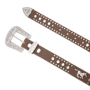 Nocona Girl's Running Horse Conchos Belt, Medium Brown Distressed, 20