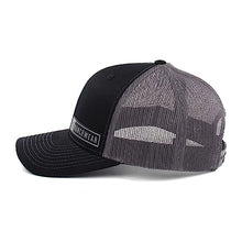 Load image into Gallery viewer, STS Ranchwear Men&#39;s Bar Patch Hat: Classic Trucker Style, Cotton-Poly Blend &amp; Adjustable Snapback Black/Charcoal
