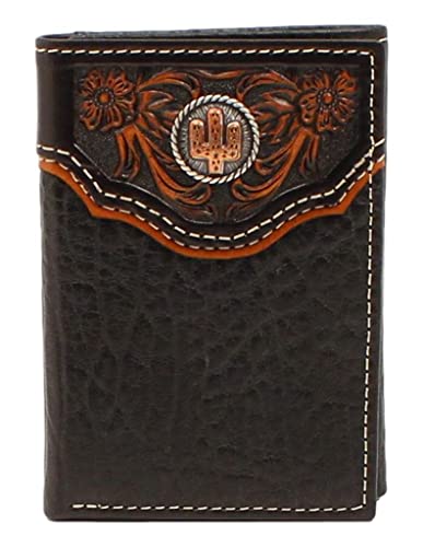 M&F Western N500004201 Ti-fold Floral Embossed Overlay CTS CNC Nocona Wallets, Black