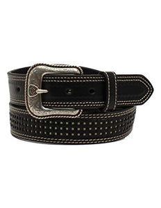 Ariat 1 1/2" Pierced Basketweave Underlay Black Belt