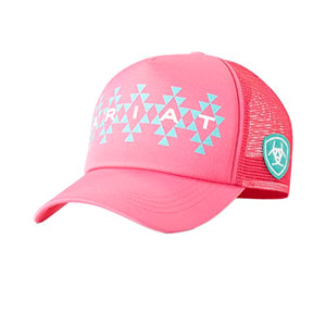 ARIAT Ladies Pony Flow Southwest Print Logo Hot Pink Cap