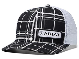 ARIAT R112 Plaid with Offset Patch Snapback Black One Size