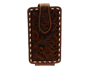 ARIAT Men's Cell Phone Case Tooled Wallet Brown One Size