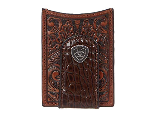 Ariat Men's Scrolled Money Clip Wallet Brown One Size