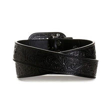 Load image into Gallery viewer, ARIAT Black Tooled Belt with Rhinestone Buckle
