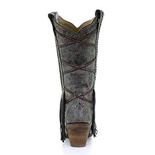 Load image into Gallery viewer, Corral Women&#39;s Brittney Blue/Brown Braiding &amp; Fringe Snip Toe Cowboy Boots, 6.5 Medium
