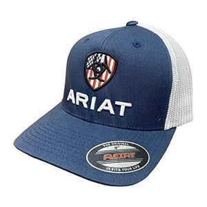 ARIAT Men's Navy Flexfit USA Shield Logo Cap