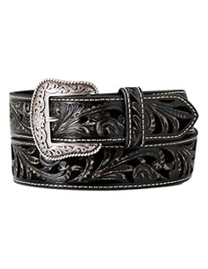 ARIAT Western Belt Womens Floral Embossed Leather Black A1565001