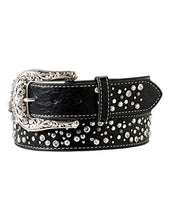 Load image into Gallery viewer, ARIAT Western Belt Womens Rhinestones Nailheads Wide Black A1570201
