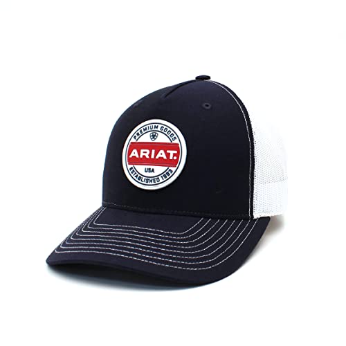 ARIAT Men's Navy Snapback Rubber Logo Patch Cap