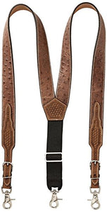 Nocona Belt Co. Men's Ostrich Print Leather Suspender