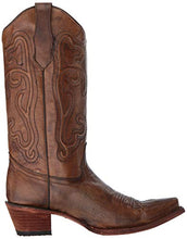 Load image into Gallery viewer, Corral Circle G Women&#39;s 13-inch Brown Corded Embroidery Snip Toe Pull-On Burnished Cowboy Boot
