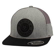 Load image into Gallery viewer, ARIAT Mens Adjustable Snapback Flex Fit 110 Round Logo Grey Hat
