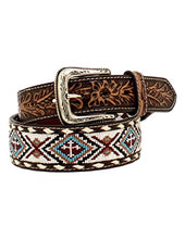 Load image into Gallery viewer, Nocona Men&#39;s Floral Tabs Beaded Buck Lacing Belt
