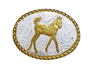 Crumrine Boys' Classic Horse Western Belt Buckle Silver One Size