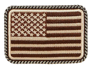 Ariat Rectangle Sport Patriot USA Flag Buckle Brown/Cream One Size