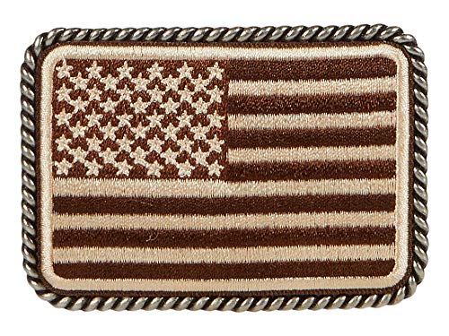 Ariat Rectangle Sport Patriot USA Flag Buckle Brown/Cream One Size