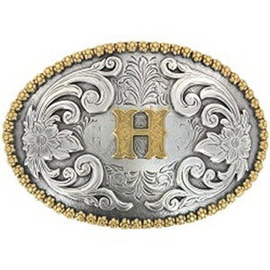 Nocona Belt Co. M&F H Initial Belt Buckle Silver