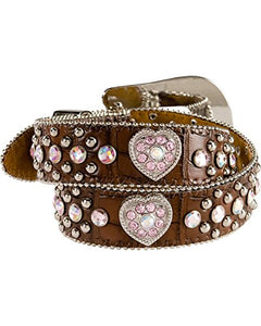 M&F Western Girls' Hearts Belt (Little Big Kids), Brown, 26