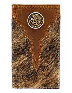 Ariat Western Wallet Mens Rodeo Calf Hair Mexican Eagle Brown A3548802