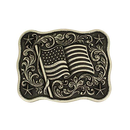 Nocona Rectangular Smooth Edge Buckle with USA Flag