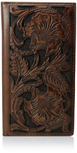 Load image into Gallery viewer, Ariat Men&#39;s Tonal Brown Floral Inlay Rodeo Wallet, One Size
