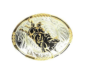 Crumrine Men's Blazin' Bull Rider Buckle Silver One Size