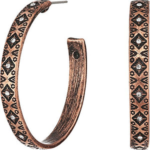 M&F Western Aztec Hoop Earrings Copper One Size