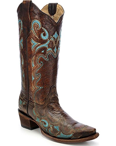 Circle G Women'S Embroidered Cowgirl Boot Snip Toe Brown 9 M Us