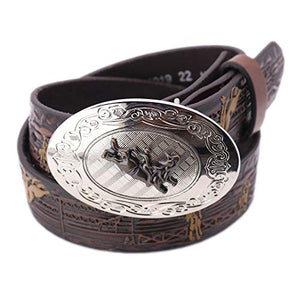 Nocona Boy'S Bull Rider Cowboy Design Belt, Brown, 18