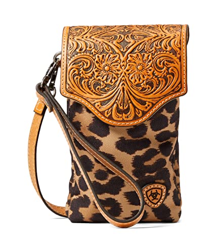 Ariat Women's Leopard Tooled Crossbody Cellphone Bag