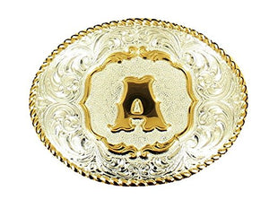 Crumrine Western Belt Buckle Adult Floral Oval K Silver Gold C349