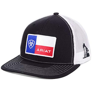 ARIAT Signature Logo On Texas Flag Patch Block Men's Cap Black