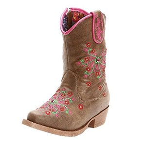 Blazin Roxx Toddler-Girls' Savvy Embroidered Zipper Cowgirl Boot Snip Toe Brown 7.5 D(M) US