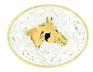 Crumrine Men's Horse Head Buckle Silver One Size