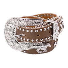 Load image into Gallery viewer, Nocona Western Belt Girls Leather Horse Crystals Saddle N4427644
