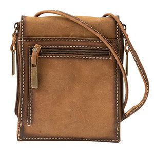 STS Ranchwear Euro Durable Leather Brown Casual Crossbody Bag with Shoulder Strap, Multi Cowhide