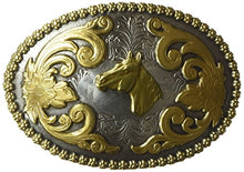 Load image into Gallery viewer, Nocona Men&#39;s 2-Tone Horse Head Oval Buckle
