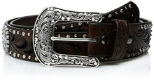 Load image into Gallery viewer, Ariat Women&#39;s Scroll Cutout Concho Nail Belt, brown, Extra Large

