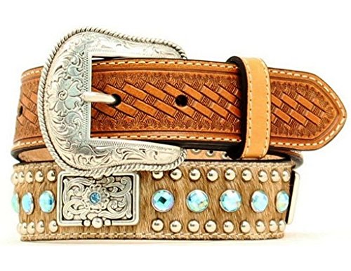 Nocona Belt Co. Boys' Hair-On-Hide Rhinestone And Concho Tan 28